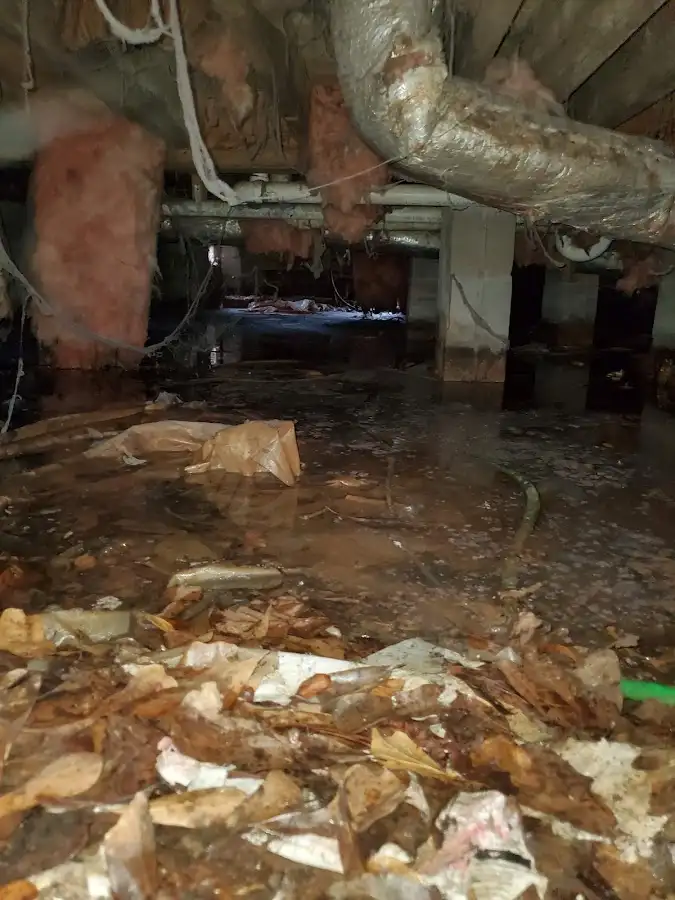 Crawl space flood assessment for Commercial Water Damage Restoration in Burlington
